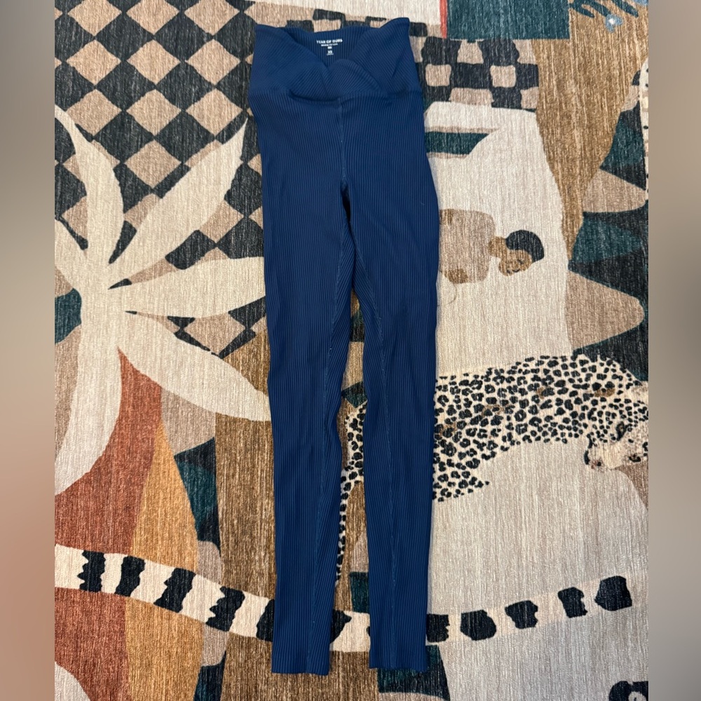 XS Year of Ours Navy Ribbed Leggings